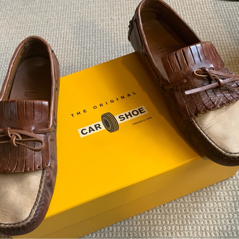 Men’s Original Car Shoes, Rare Limited Edition Brown and Cream Style, Size 7.5